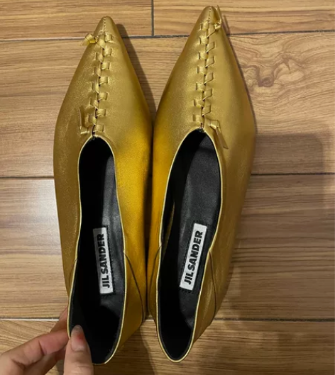 贼好穿 Jil sander编织尖头单鞋踩...