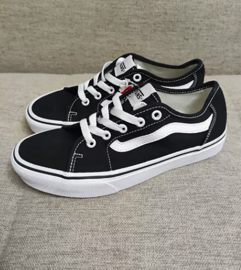 VANS范斯女鞋经典款黑白低帮帆布鞋百搭休...