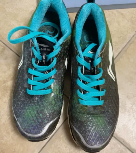 男士李宁运动鞋、无破损，家里跑步机穿过几次...
