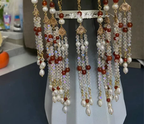 汉服发冠发梳套装 明制烧蓝发冠手工定制两种...