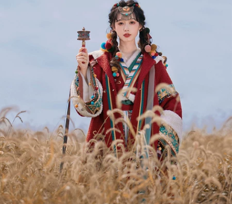 七月夕汉服 玄女 交领上袄改良绣花短背子印...