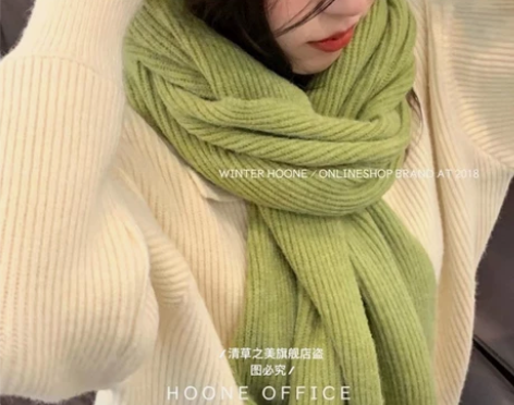 奶茶温柔系围巾！韩版围巾2022冬季新款纯...