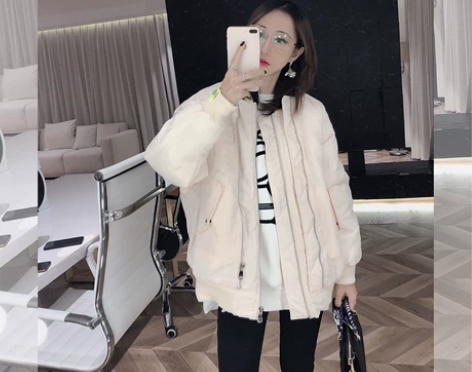 秋冬新款宽松轻薄短款鸭绒羽绒服女设计感棒球...