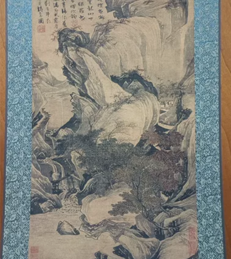 国画 高清复刻 唐寅骑驴归思图 镜心卡纸免...