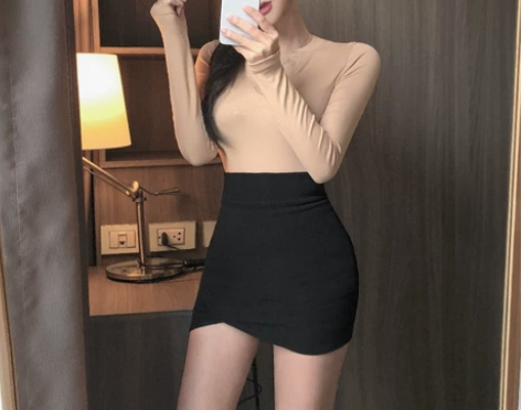 紧身短裙2020新款韩版不规则黑色半身裙性...