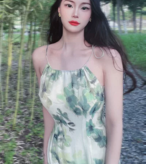 章蜜糖 清新水中莲复古温柔优雅气质0修身荷...