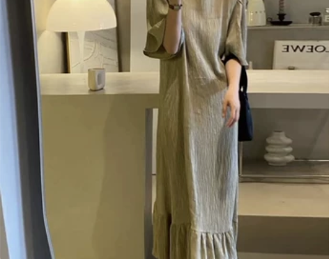 韩系chic夏季复古慵懒宽松高级肌理感气质...