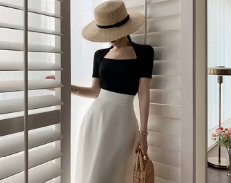 露合制衣 赫本风伞裙半身裙女夏中长款高腰遮...