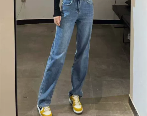 设计感小众秋大码宽松阔腿裤女胖妹妹mm高腰...