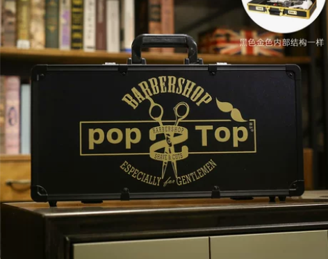 辛元网红发型师专用美发工具箱理发师黑色密码...