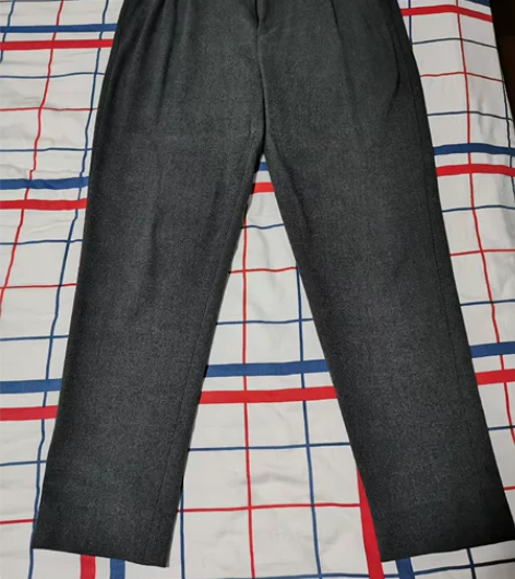 韩国代购.深灰色毛料修身锥形裤，裤长93c...