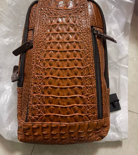胸包男街头斜挎包休闲真皮单肩包欧美牛皮胸前...