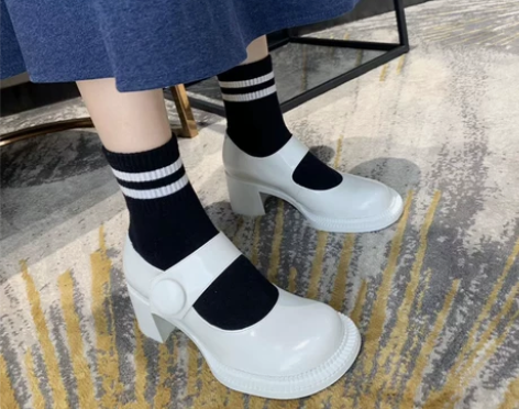 【断码特价】赫本玛丽珍鞋女复古粗高跟日系小...