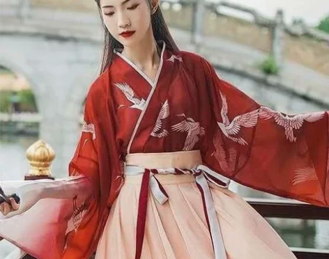 汉服女原创魏晋制齐腰襦裙交领仙鹤直袖渐变学...