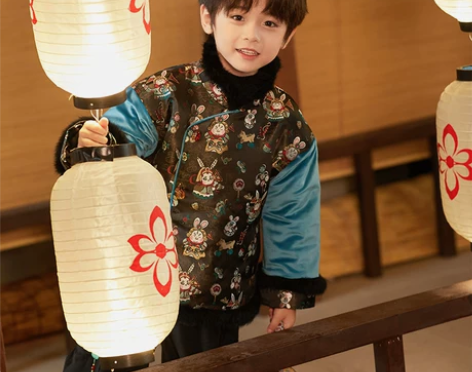 桐花印象汉服男童冬季新款儿童唐装2022新...