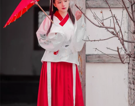 千韵岗原创 与鹤游 明制交领琵琶袖袄裙汉服...