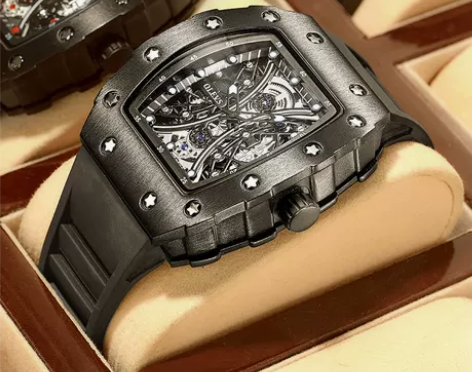 【狂欢价】瑞士正品理查德手表男士镂空酒桶型...