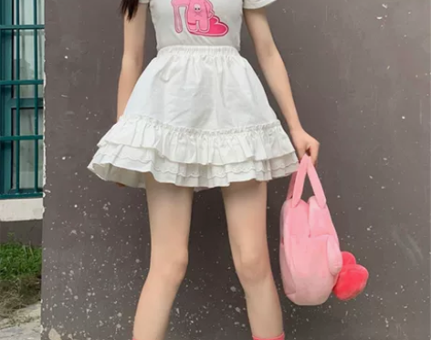 春夏新款仙女学生韩版软妹可爱高腰荷叶边蛋糕...
