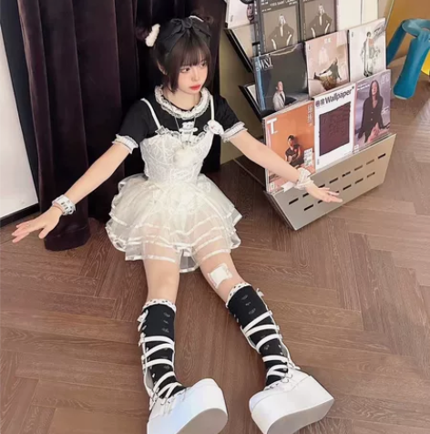 女蓬蓬裙半身裙春夏网纱跳舞小女孩蕾丝蛋糕短...