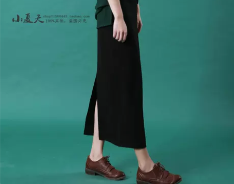 半身裙春夏长裙后开叉直筒黑色铅笔裙一步裙罗...