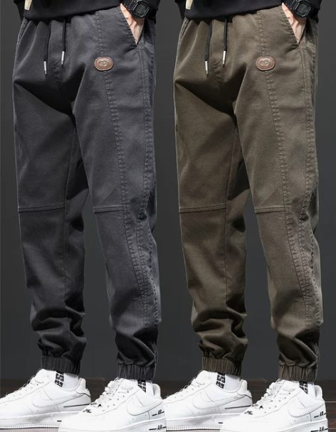 休闲长裤男士冬季新款加绒加厚男裤束脚宽松痞...