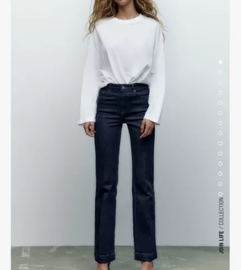 zara高腰喇叭牛仔裤 99新 细节图私