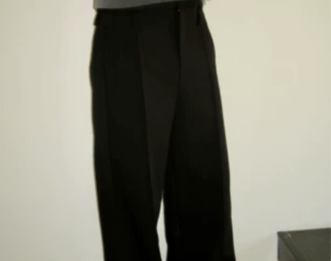 黑色宽松通勤微阔腿中性长裤高腰设计感立体剪...
