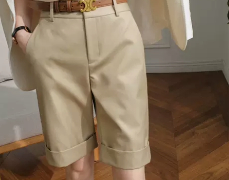 2022新款工装短裤女夏高腰宽松显瘦直筒四...