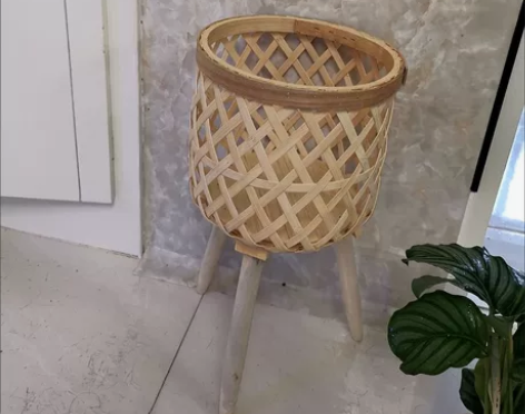 北欧ins风客厅植物竹编花篮装饰龟背竹藤编...