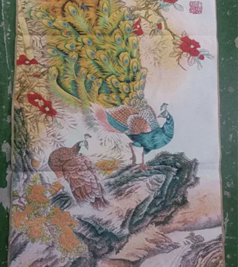 刺绣包邮前程锦绣织锦画挂画刺绣画流水生财山...