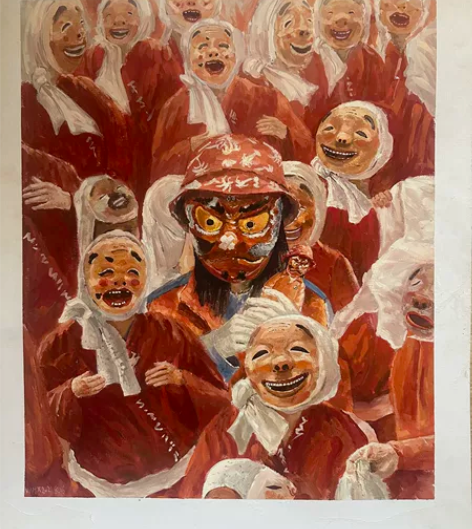 自己画的2开色彩装饰画，纸是卡纸，颜料是青...