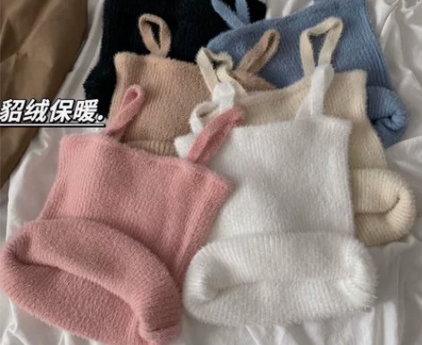 辣妹无袖针织吊带背心女秋冬修身弹力内搭打底...