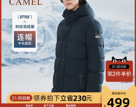 骆驼绒服 白鸭绒男女男装羽男冬季2022潮...