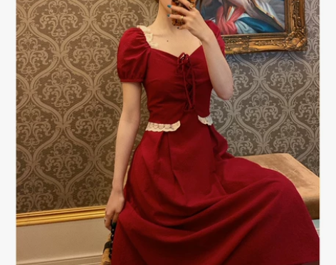 法式少女般的浪漫夏日连衣裙两色长短款 「m...