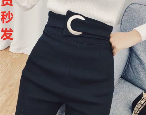 圆环高腰打底裤气质百搭网红新款加绒紧身裤显...