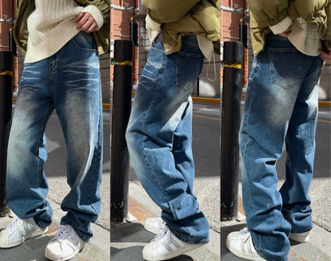 uniike油腻客80S复古款美式牛仔裤男...