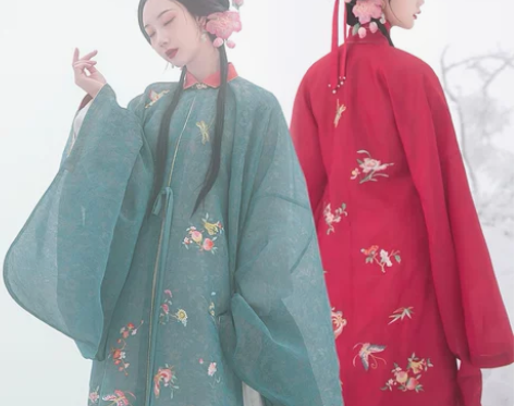 (9折代拍)瞳莞汉服*明制竖领广袖双色长衫...