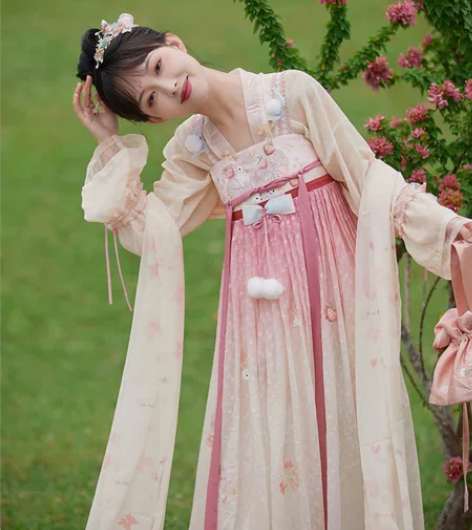 七月夕国风汉服 兔兔糖果 对襟短衫汉元素绣...