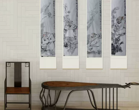 晏本立精品人物四条屏，出版过，软片，136...