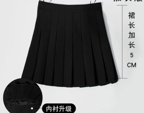 jk百褶裙秋冬女a字黑色大码毛呢格子短裙胖...