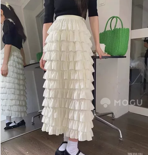 白色蛋糕裙，全新均码，腰部松紧带，很重工，...
