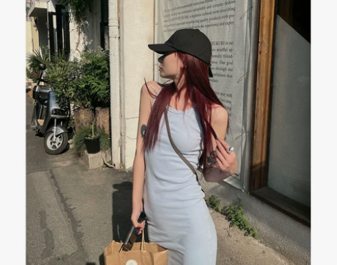 NOSE自制 慵懒风紧身吊带连衣裙女202...