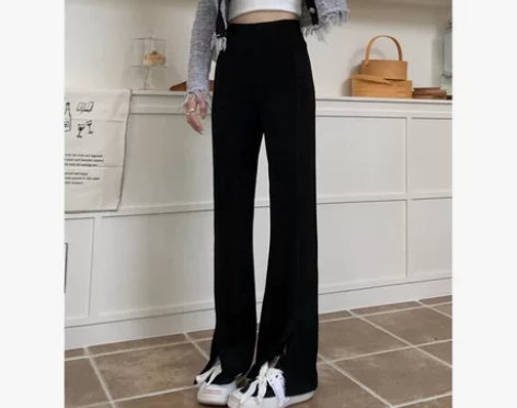 加绒加厚宽松显瘦直筒裤拖地裤女秋冬高腰休闲...