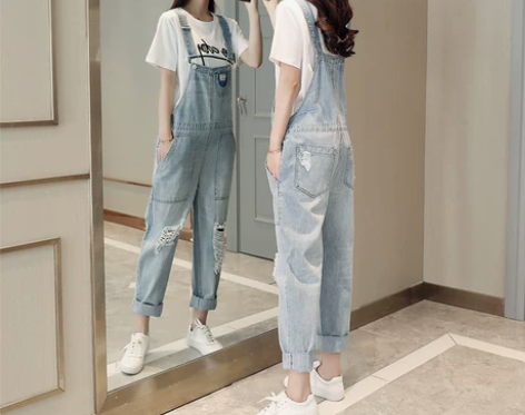 ?破洞牛仔裤女夏2018新款韩版女装宽松高...