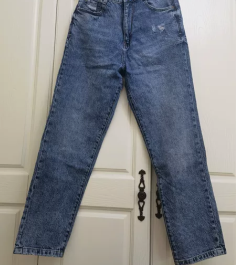 zara 高腰 中蓝色牛仔裤 26码，穿过...