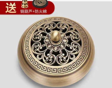 清理一批金莲黄铜香炉平底家用室内檀香炉熏香...