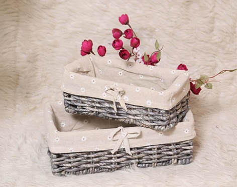 草编收纳筐零钱储物篮布艺藤编收纳篮桌面首饰...