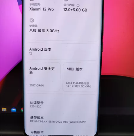 型号：小米12 Pro，12+256 成色...
