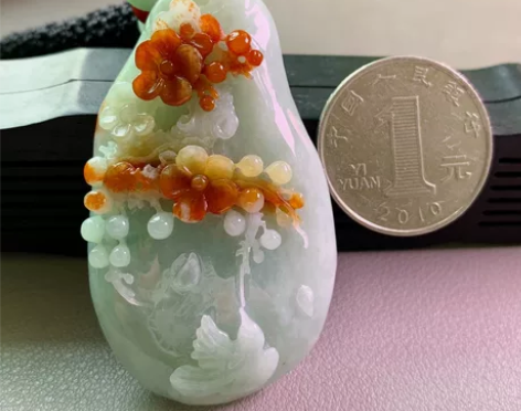 梅花，老坑老种飘红翡，尺寸57/33.8/...