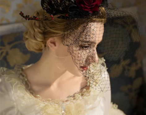 黑色网格蕾丝礼帽造型影楼花朵话剧摄影头饰面...